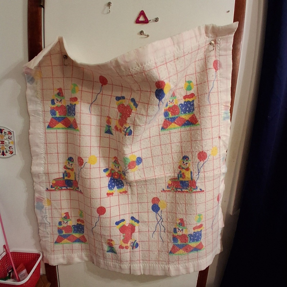 Vintage 80s Rainbow Circus‎ Clown Baby Kids Blanket GVC Beacon USA